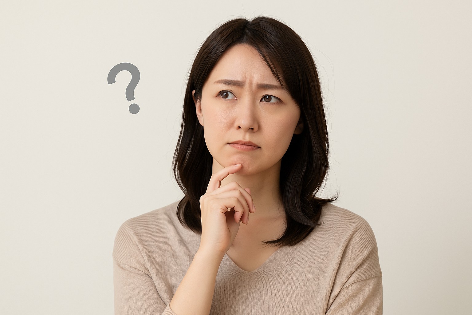 疑問をうかべる女性