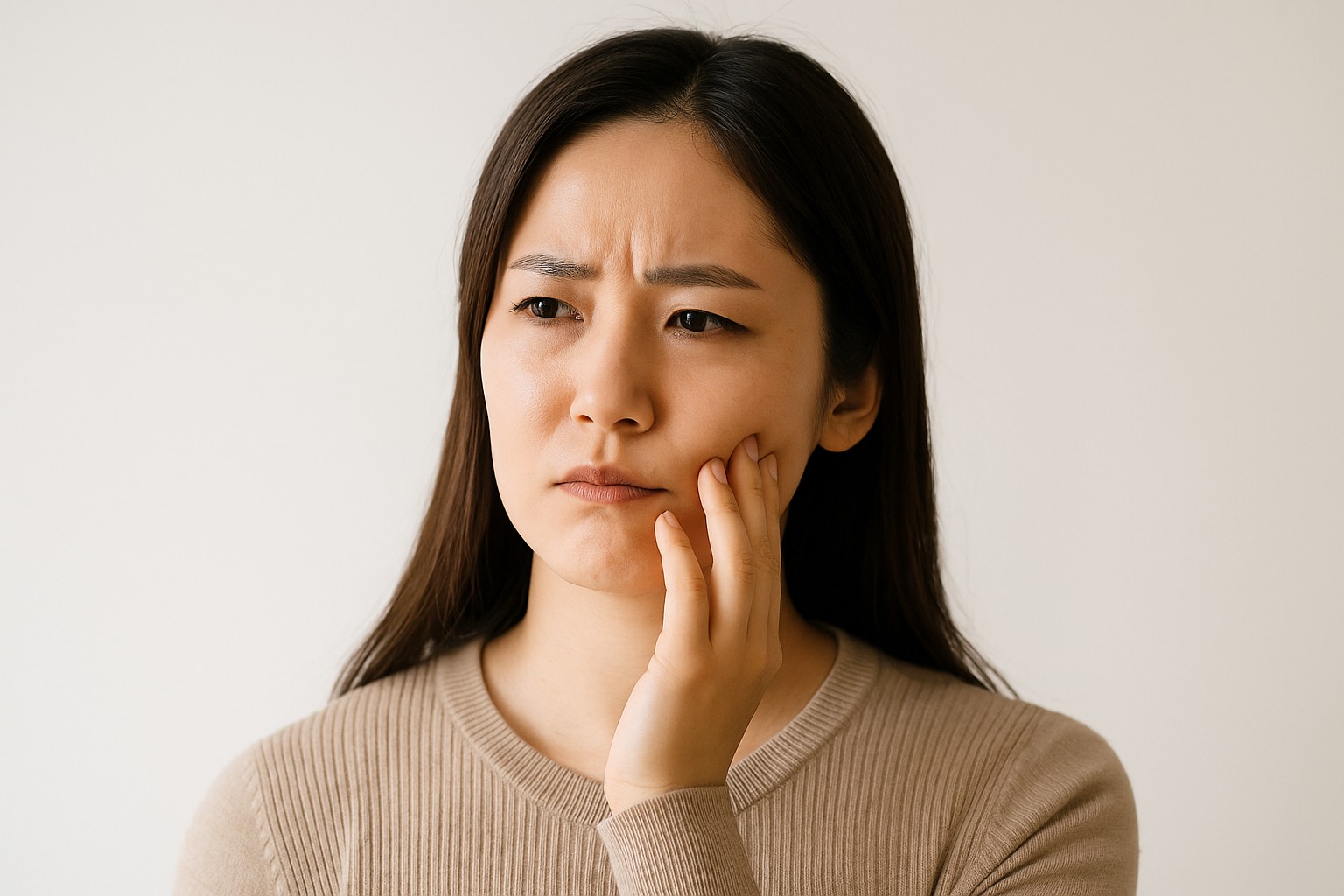 奥歯を放置するリスクを気にする女性